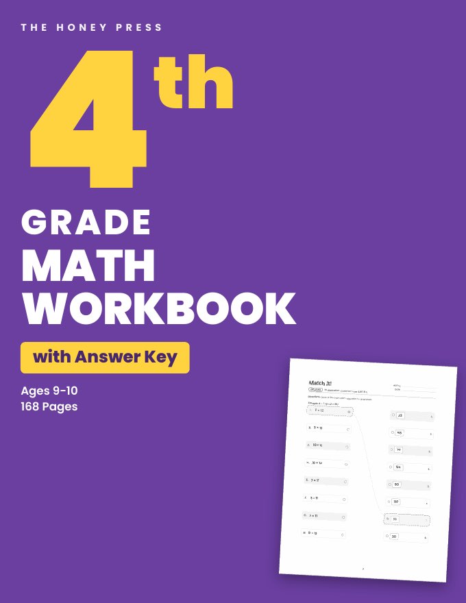 Front cover of the 4th Grade Math Workbook with Answer Key