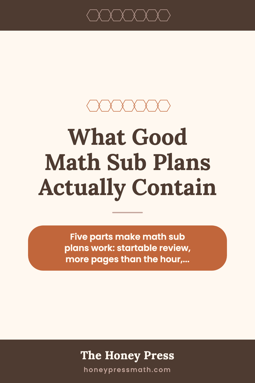 Pinterest graphic for What Good Math Sub Plans Actually Contain