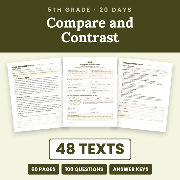 Cover of 5th Grade Compare and Contrast Paired Passages