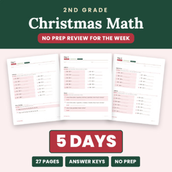 Cover of 2nd Grade Christmas Math Packet