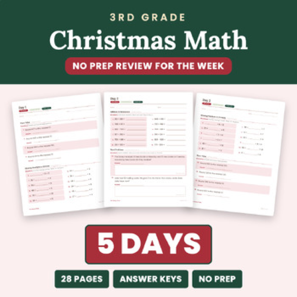 Cover of 3rd Grade Christmas Math Packet