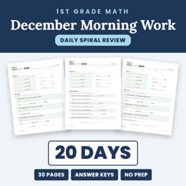 Cover of December Math Morning Work