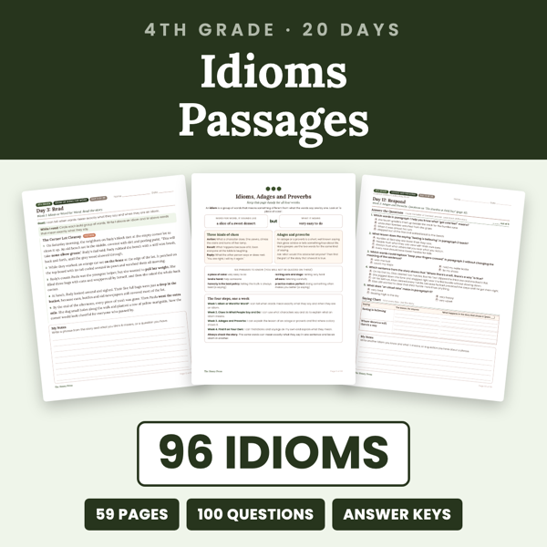 Cover of 4th Grade Idioms Passages + Worksheets