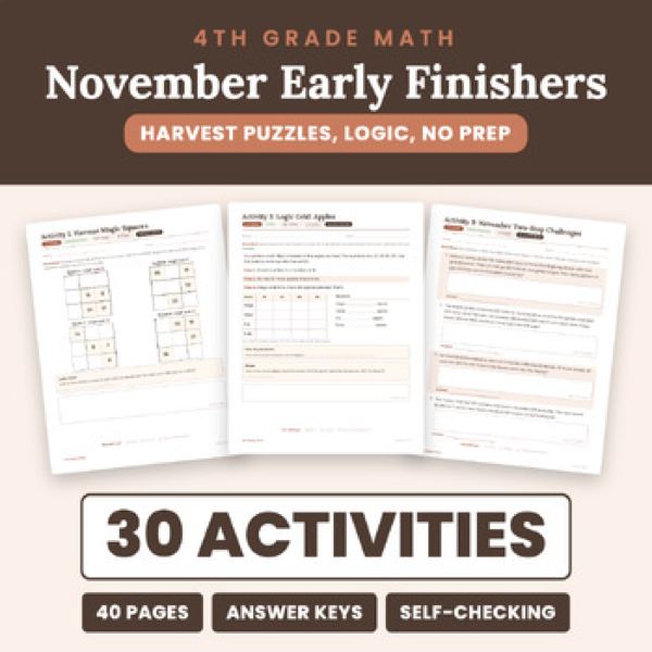 Cover of November Early Finisher Packet