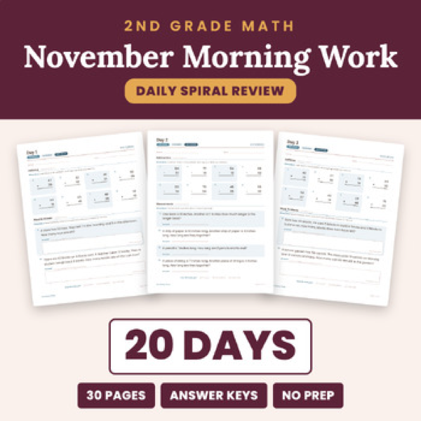 Cover of November Math Morning Work