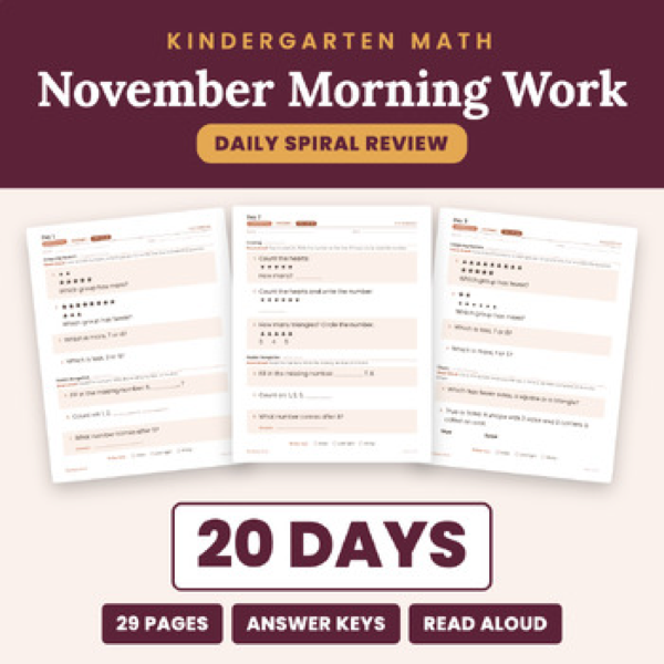 Cover of November Math Morning Work
