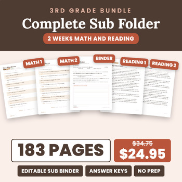 Cover of Emergency Sub Plans 3rd Grade