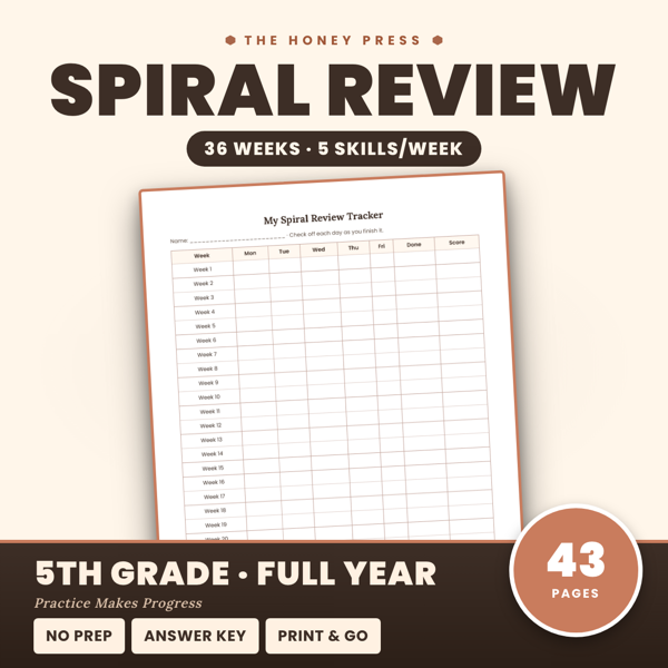 Cover of 5th Grade Math Weekly Homework