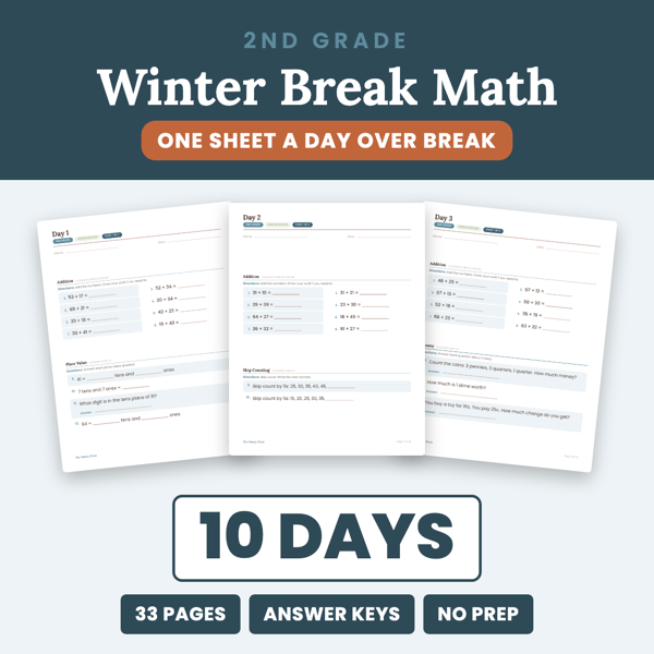 Cover of Winter Break Math Packet