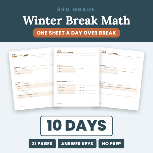 Cover of Winter Break Math Packet