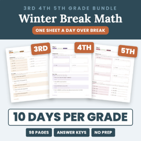 Cover of Winter Break Math Packet Bundle