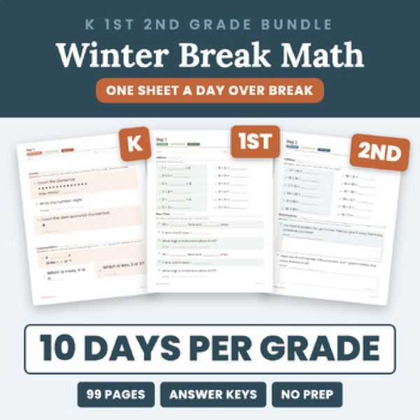 Cover of Winter Break Math Packet Bundle